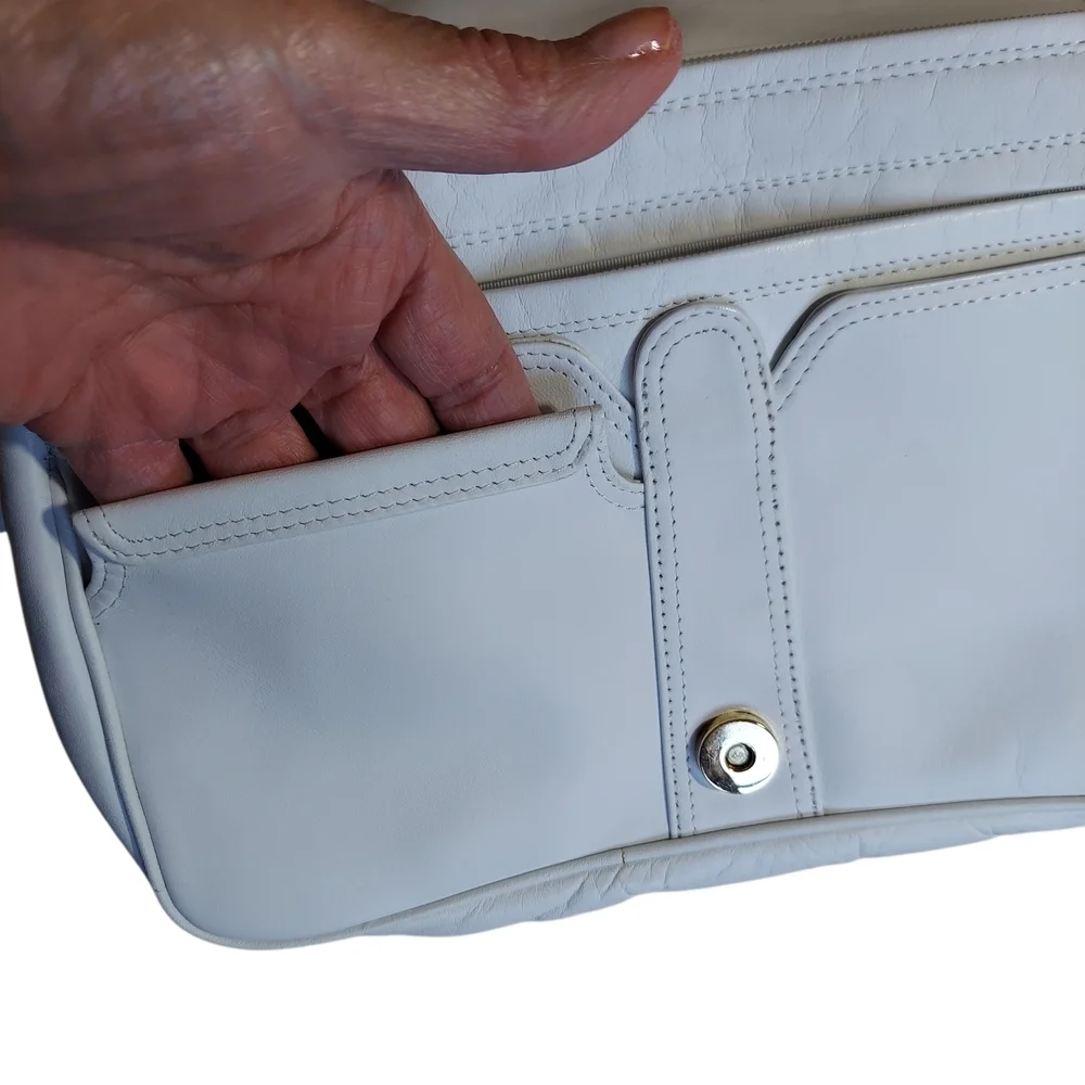 Vintage Ganson Minimalist White Leather Crossbody Bag with Adjustable Strap